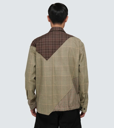 Shop Sacai Glencheck Mix Blouson Jacket In Brown