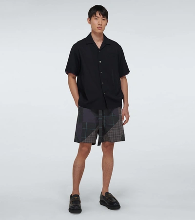 Shop Sacai Paneled Checked Shorts In Multicoloured