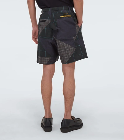 Shop Sacai Paneled Checked Shorts In Multicoloured