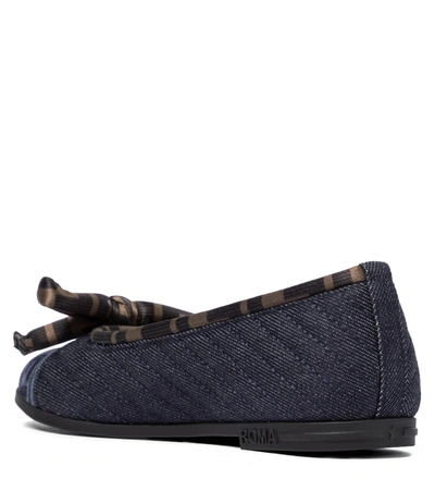 Shop Fendi Ff Denim Ballet Flats In Blue