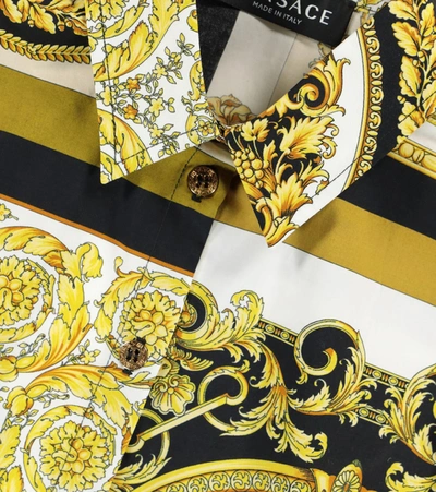 Shop Versace Barocco Mosaic Cotton Shirt In Gold