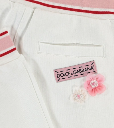 Shop Dolce & Gabbana Appliqué Cotton Trackpants In White
