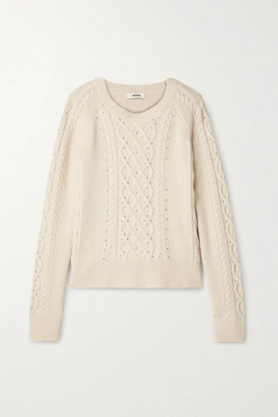Shop Jason Wu Embellished Cable-knit Sweater In Cream
