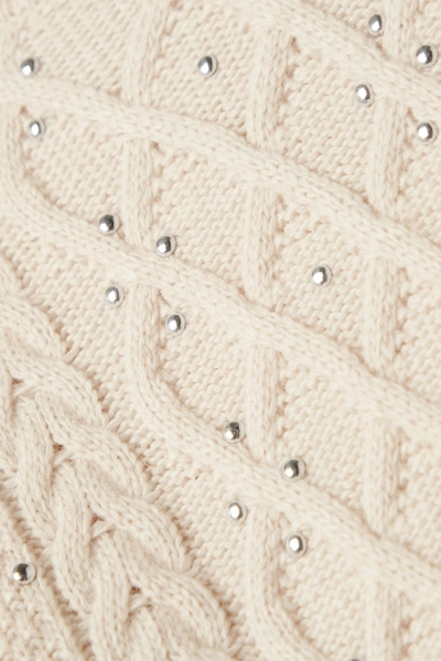 Shop Jason Wu Embellished Cable-knit Sweater In Cream