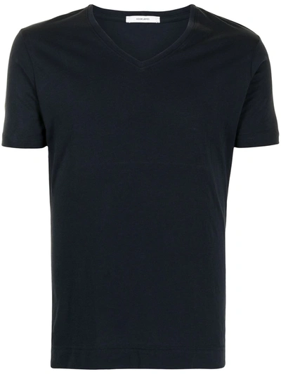 Shop Adam Lippes V-neck Cotton T-shirt In Blue