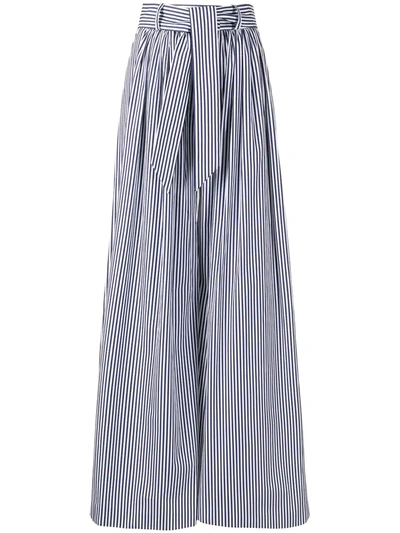 Shop Martin Grant Striped Tie-waist Palazzo Trousers In Blue