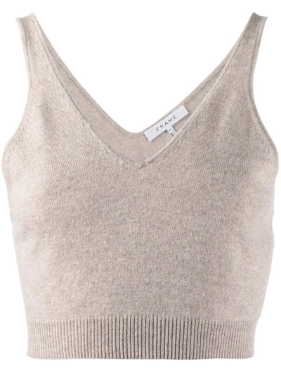 Shop Frame Sleeveless Cashmere Cropped Top In Neutrals