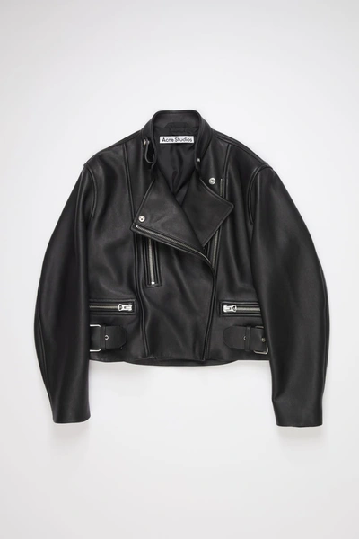 Shop Acne Studios Leather Biker Jacket Black
