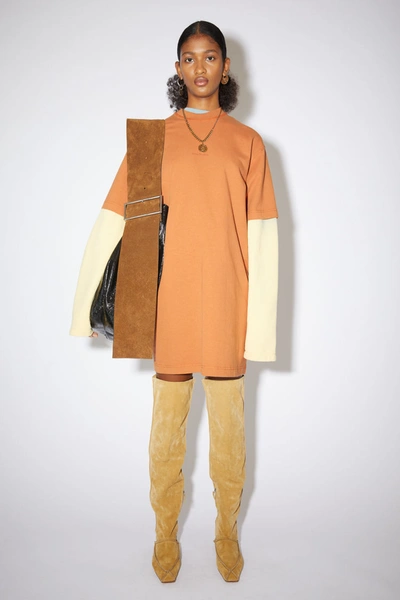 Shop Acne Studios Cotton T-shirt Dress Dusty Orange
