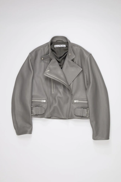 Shop Acne Studios Leather Biker Jacket Steel Grey