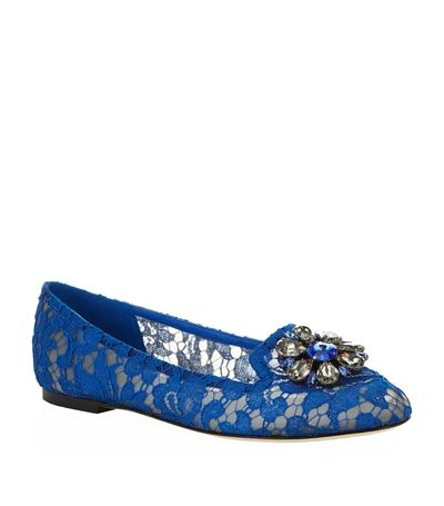 Shop Dolce & Gabbana Gianna Embellished Lace Slipper