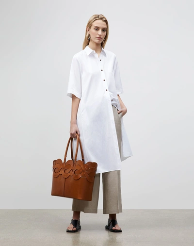 Shop Lafayette 148 Plus-size Sedwick Shirtdress In Italian Sculpted Kindcotton In White