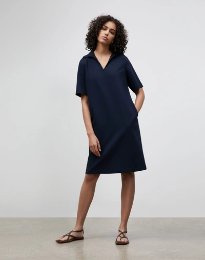 Shop Lafayette 148 Plus-size Andie Dress In Punto Milano In Blue