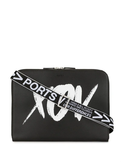 Shop Ports V Graphic-print Laptop Bag In Black