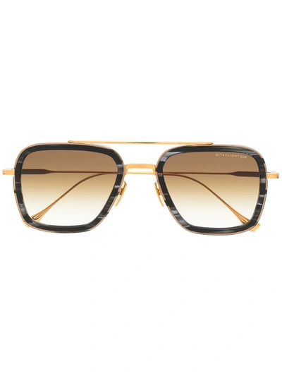 Shop Dita Eyewear Square Tinted Sunglasses In Gold