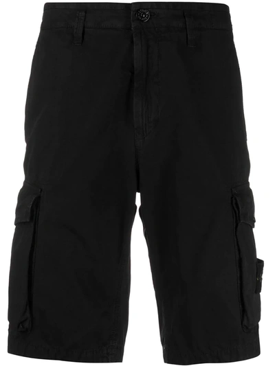 Shop Stone Island Logo-patch Cotton Cargo Shorts In Black