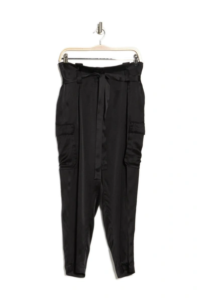 Shop L Agence Roxy Paperbag Waist Silk Pants In Black