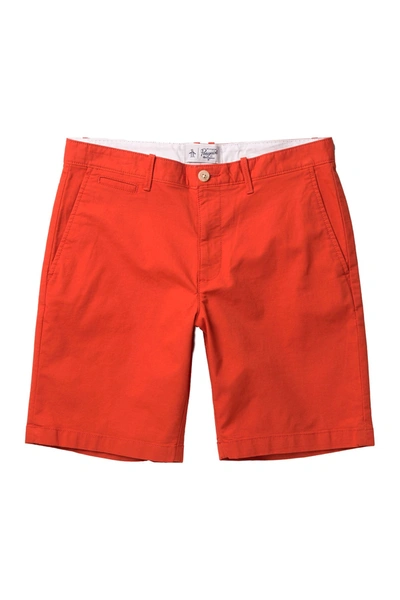 Shop Original Penguin 9 Stretch Bedford Shorts In Red Clay
