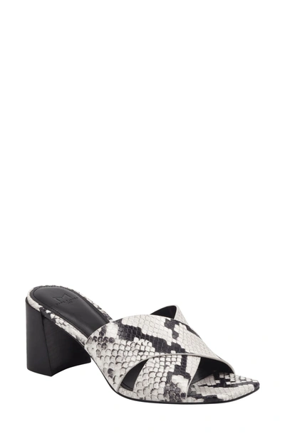 Shop Marc Fisher Ltd Saydi Croc Embossed Leather Slide Sandal In Grey Snake Print