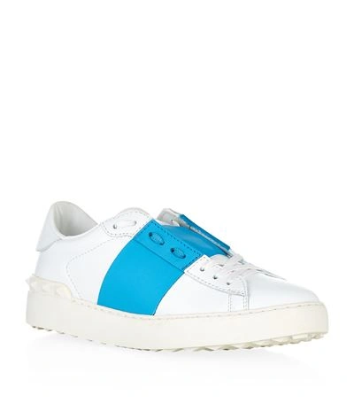 Valentino Garavani Colour-block Leather Low-top Trainers In White/ Blue