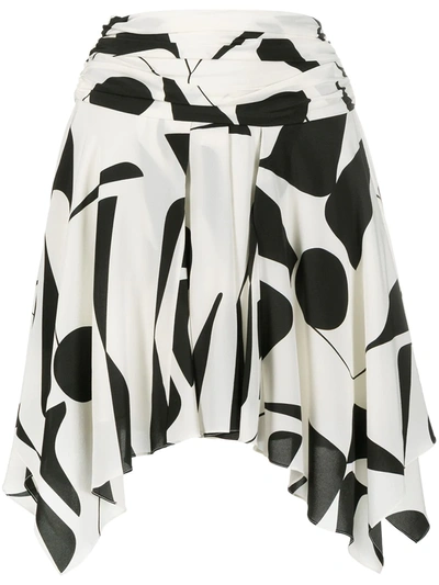 Shop Isabel Marant Graphic-print Silk Miniskirt In White