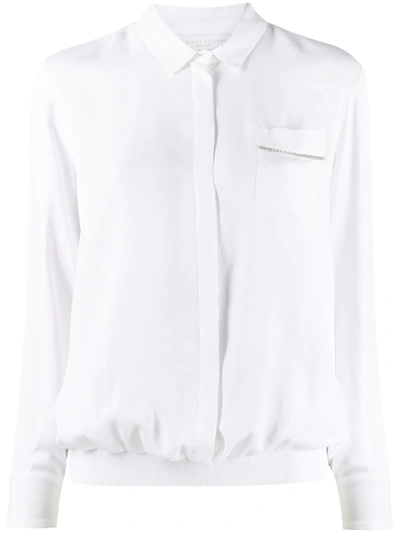 Shop Fabiana Filippi Long-sleeve Elasticated-hem Shirt In White