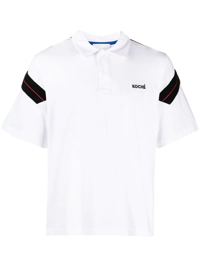 Shop Koché Contrasting Band Polo Shirt In White