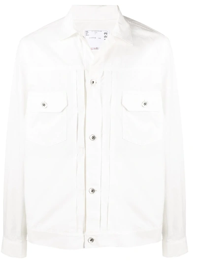 Shop Sacai Buttoned Shirt Jacket In White