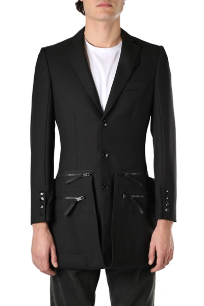 Shop Burberry Wool Jacket With Zip Detail In Black