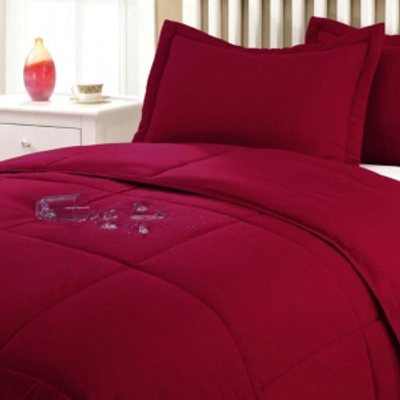 Shop Lotus Home Water And Stain Resistant Microfiber Comforter Mini Set In Red