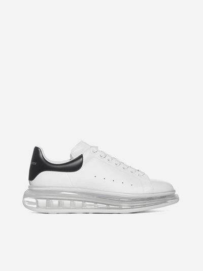 Shop Alexander Mcqueen Oversize Transparent-sole Leather Sneakers In White - Black