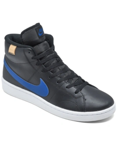 Shop Nike Men's Court Royale 2 Mid High Top Casual Sneakers From Finish Line In Black, Game Royal