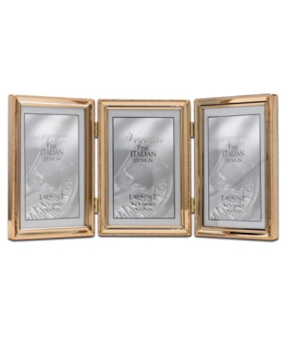 Lawrence Frames Polished Metal Hinged Triple Picture Frame In Gold-tone