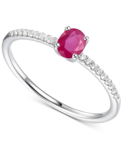 Shop Macy's Sapphire (1/2 Ct. T.w.) & Diamond (1/20 Ct. T.w.) Ring In Sterling Silver (also In Ruby & Emerald)