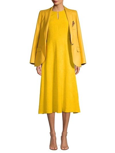 Shop Escada Women's Dehla Silk Jacquard Midi Dress In Yellow Diamond