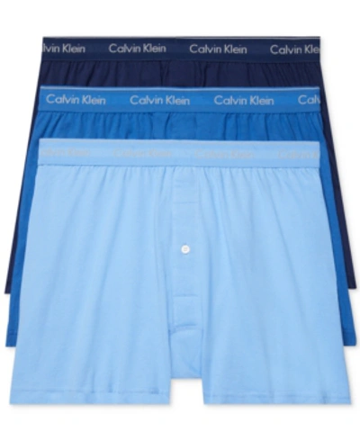 Shop Calvin Klein Men's 3-pack Cotton Classics Knit Boxers Underwear In Blue Multi