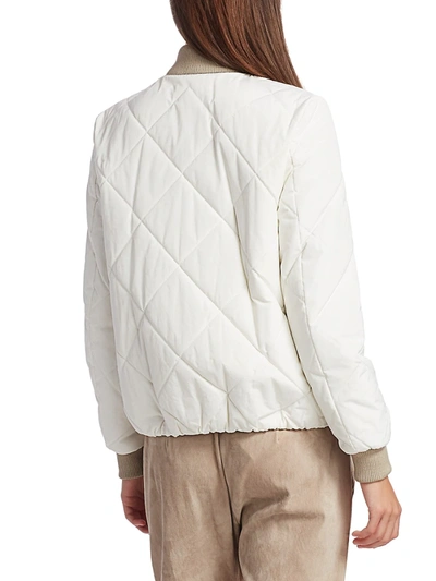 Shop Brunello Cucinelli Women's Quilted Bomber Jacket In White