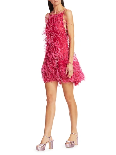 Shop Cult Gaia Women's Shannon Feathered Mini A-line Dress In Hibiscus