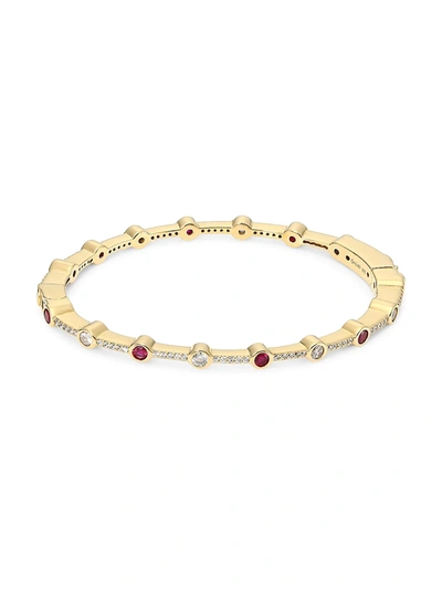 Shop Adriana Orsini 18k Goldplated & Two-tone Cubic Zirconia Bangle Bracelet In Red Gold