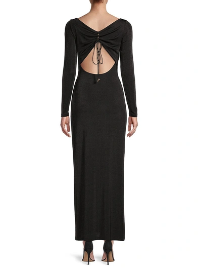Shop Significant Other Bambi Ruched-back Long-sleeve Gown In Black