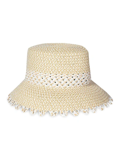 Shop Eric Javits Squishee Mita Picot Edge Bucket Hat In White Mix