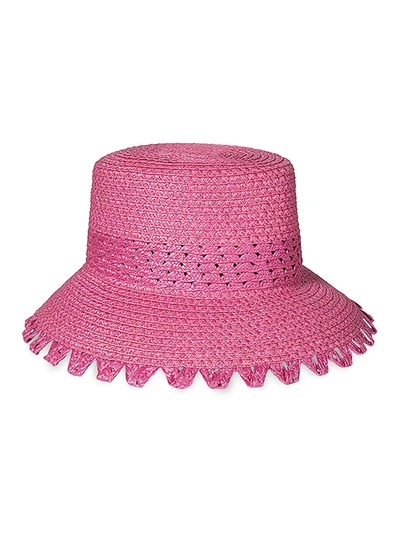 Shop Eric Javits Squishee Mita Picot Edge Bucket Hat In Raspberry