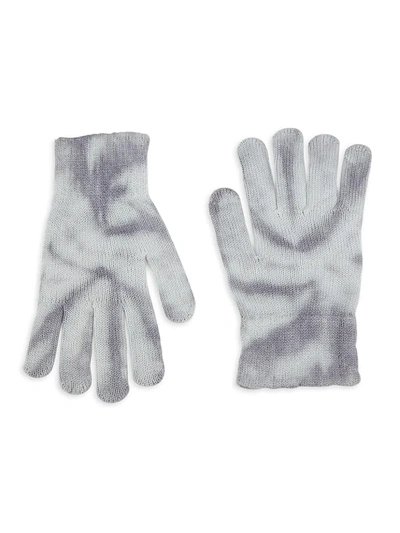 Shop John Elliott Tie-dye Knit Cashmere-blend Gloves In Sage Tie D