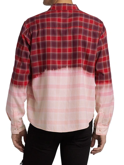 Shop Amiri Bleached Flannel Check Shirt In Red