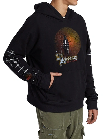 Shop Greg Lauren Men's Cali Sun Graphic Hoodie In Black