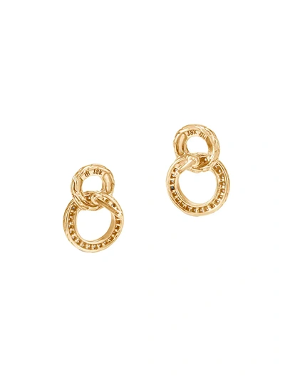 Shop John Hardy Women's Classic Chain 18k Gold & Diamond Interlinking Hoop Earrings