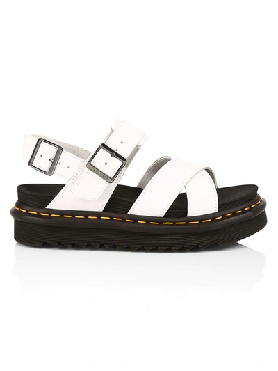 Shop Dr. Martens' Women's Voss Ii Cross Strap Leather Sandals In White Hydr