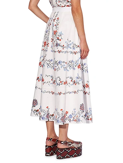 Shop Erdem Mervyn Floral A-line Skirt In White Multi