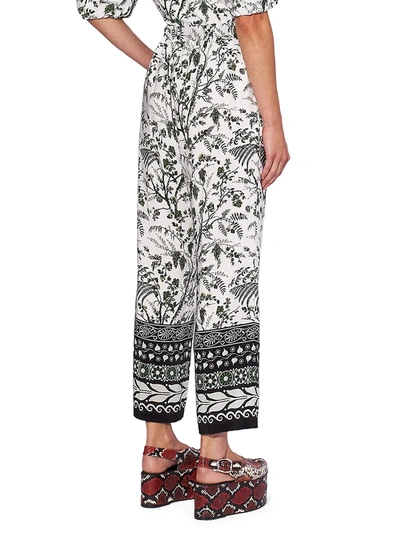 Shop Erdem Horace Floral Silk Trousers In White Green