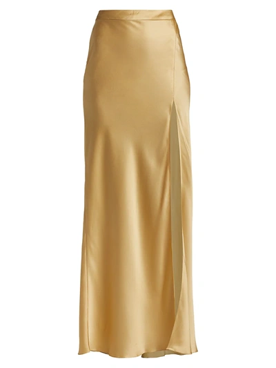 Shop Adriana Iglesias Women's Java Silk Slit Maxi Skirt In Stone Silk